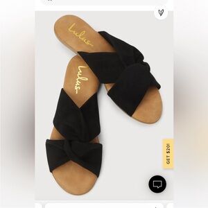 Lulu's Black Suede Sandals